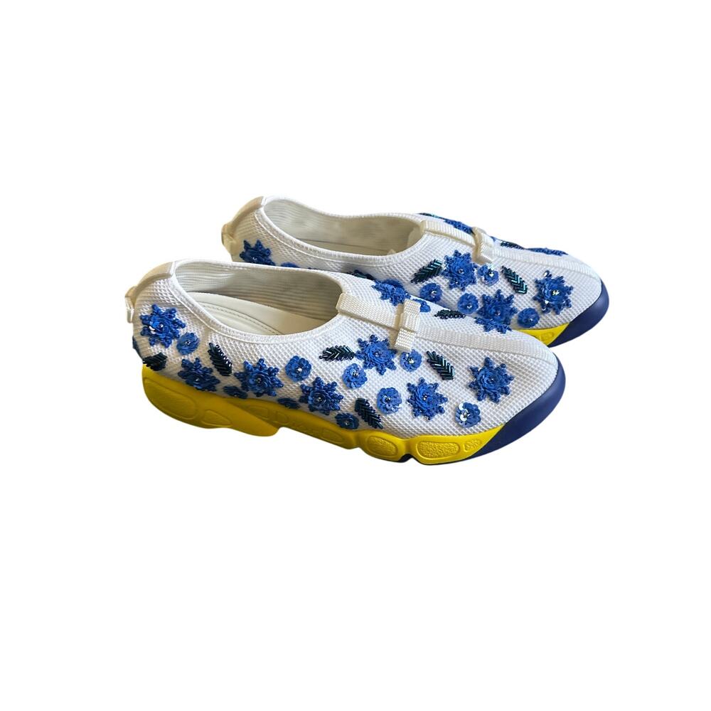 Christian Dior Fusion Blue Floral Crystal Embroidered Mesh Sneaker EU 39 NEW - Picture 13 of 13